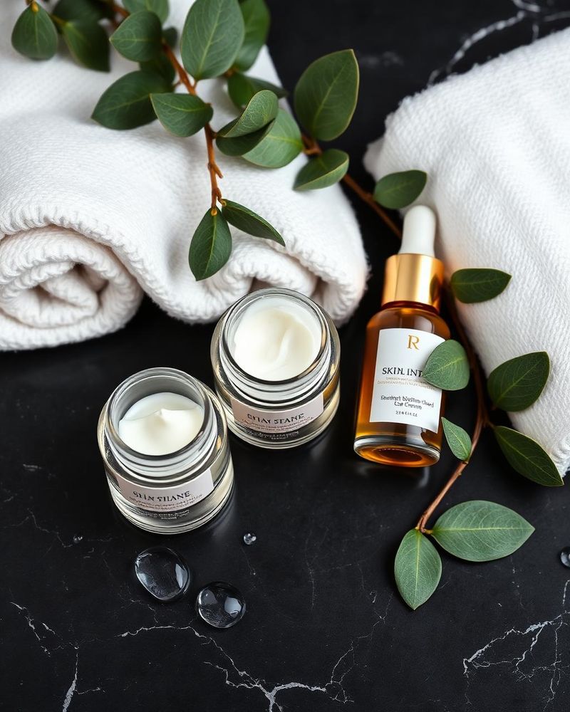 Premium skincare products flatlay